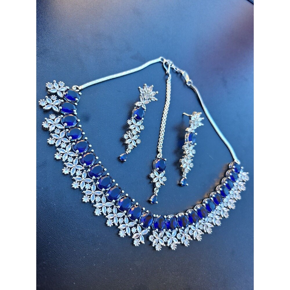 Silver Sapphire Bridal Costume Jewlelry Set Price Negotiable